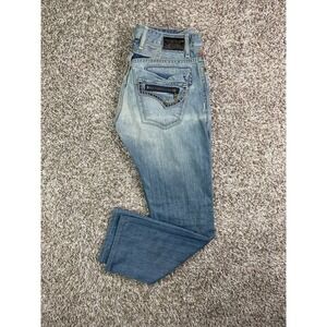 Robin's Jean Zip RND Flap Studded Blue Jeans Size 38x30
